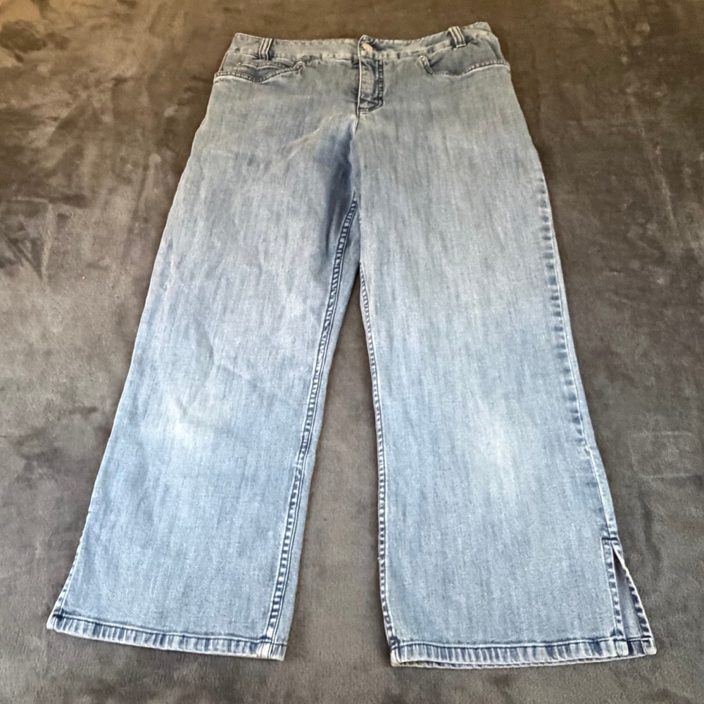 Pendleton Denim Jeans Womens Size 6 Wide Leg Split Hem Light Wash 30x23.5"